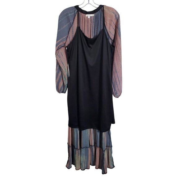 Love Kyla Size L Dress Maxi Flowy Boho Chic Tassel Tiered Long Sleeve - Picture 15 of 16